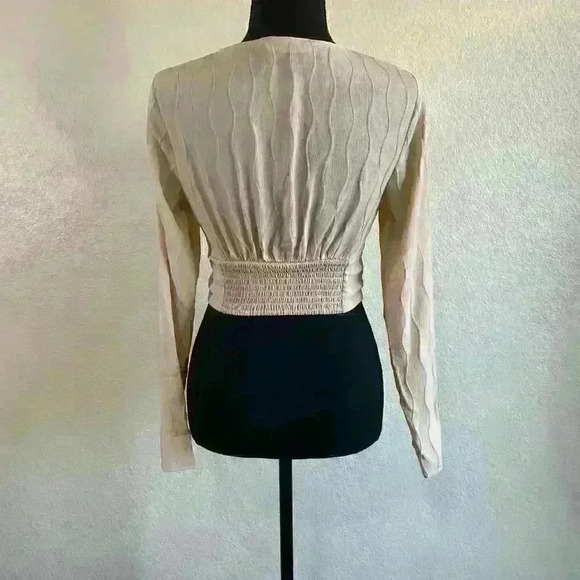 Nordstrom Elodie Corset Long Sleeve Lace-up Sheer Crop Top Women Size XS - Picture 5 of 9